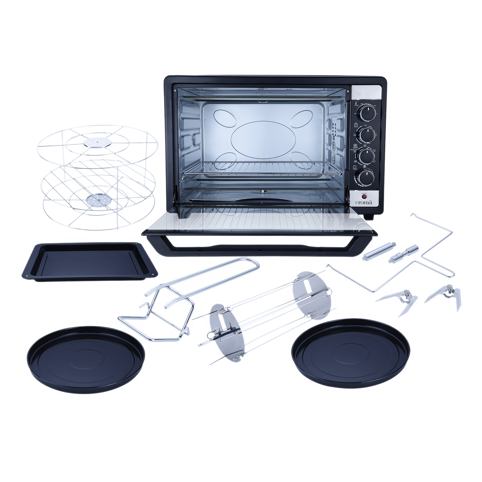 Buy Croma 63L Oven Toaster Grill With 4 Stage Heating Function Black black-decker-to1787ss-parts-toaster-ovenss